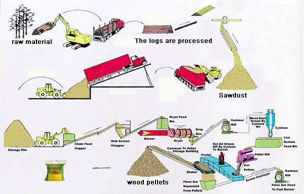 wood pelleting plant process